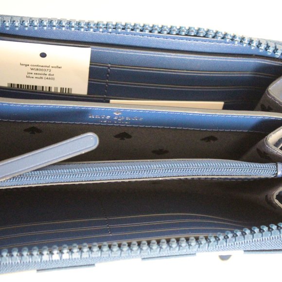 NWT Kate Spade Blue w/ White polka dot continental wallet - Picture 5 of 7